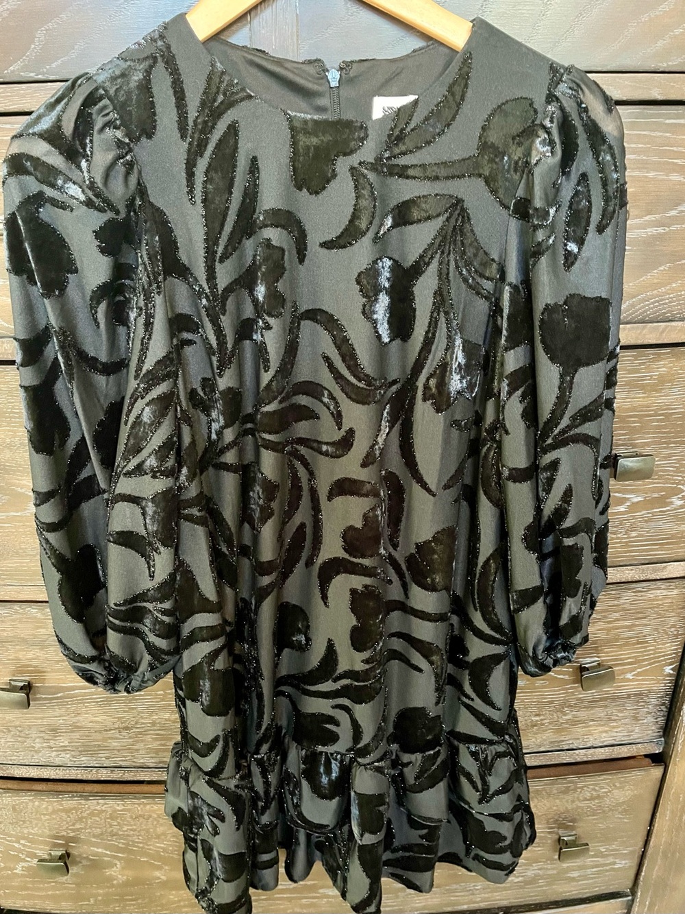 Anne Klein Black Burnout Velvet Sheath Dress